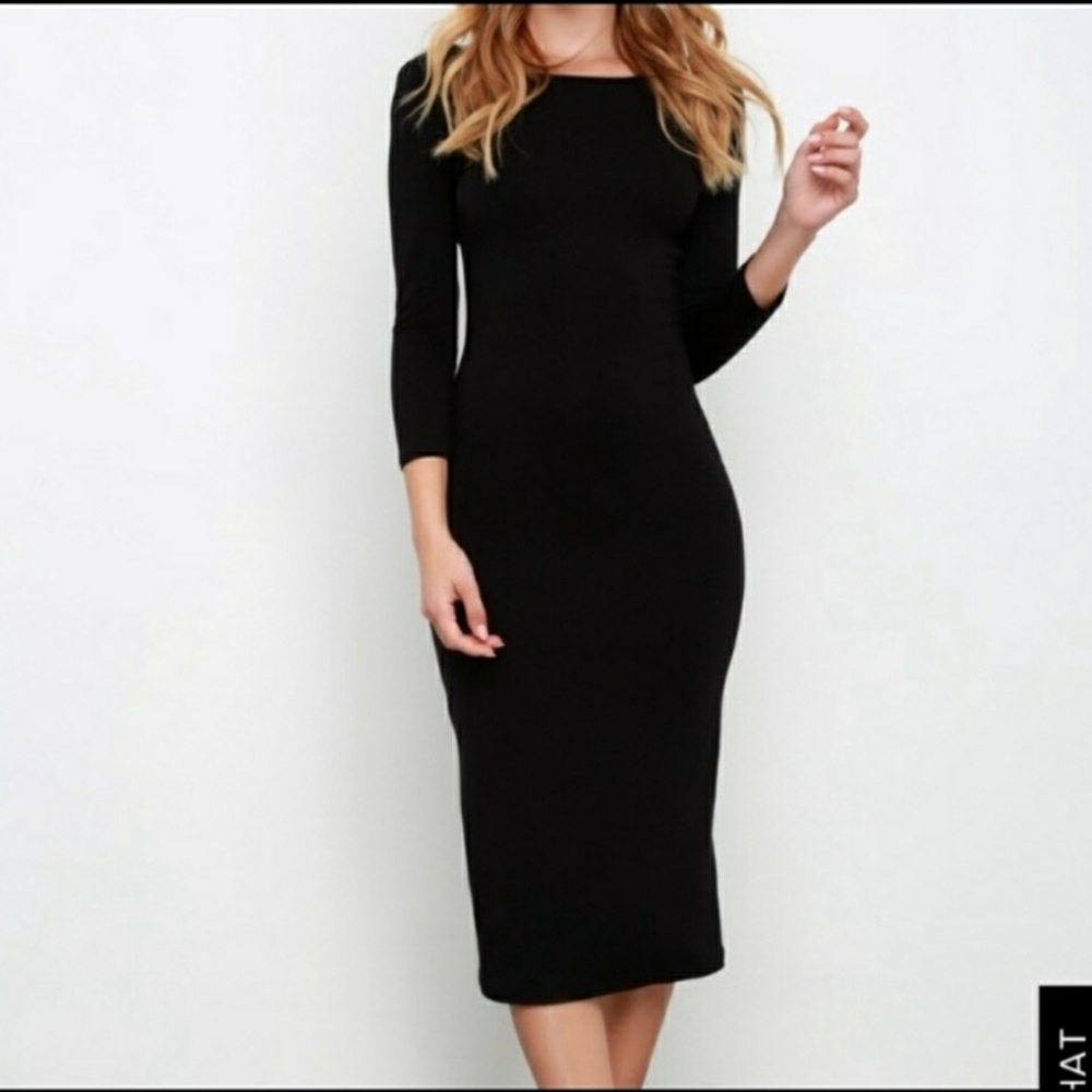 Lulu's  Black Midi Dress